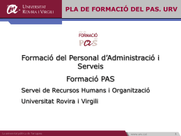 PLA DE FORMACIÓ DEL PAS. URV - Universitat Rovira i Virgili