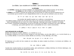 TEMA 1 La sílaba. Las vocales en la sílaba. Las consonantes en la