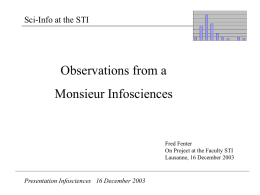 Presentation Infosciences 16 December 2003