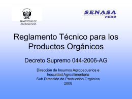 Reglamento Técnico para los Productos Orgánicos