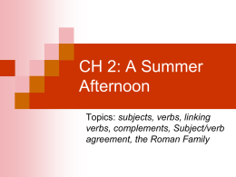 subjects, verbs, linking verbs, complements