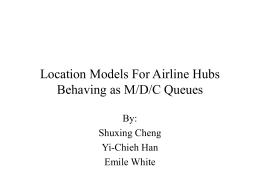 Location Models For Airline Hubs Behaving as M/D/c Queues