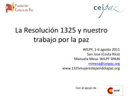 La Resolución 1325 y nuestro trabajo por la paz