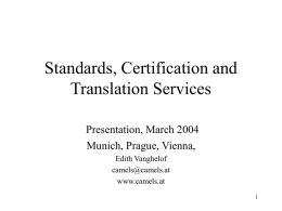 Standards, Certification and Translation Services