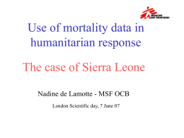 Mortality Survey in Bo, Sierra Leone.